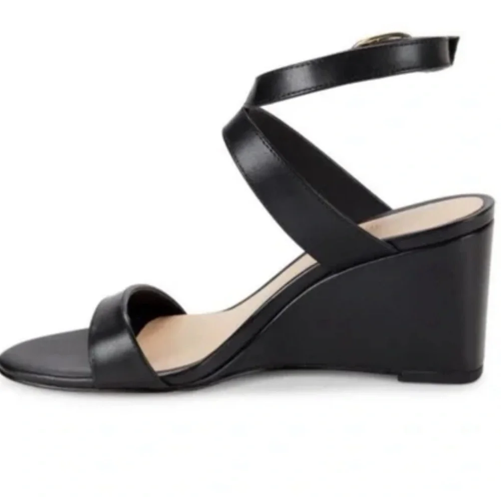 🌹STUART WEITZMAN🌹 Ave Strappy Wedge Sandals In Black Size: 7.5 - Picture 3 of 15